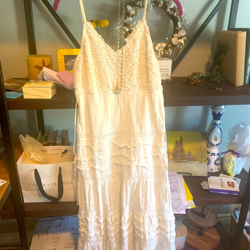 Perfect Long white boho summer dress 💜🌺💋